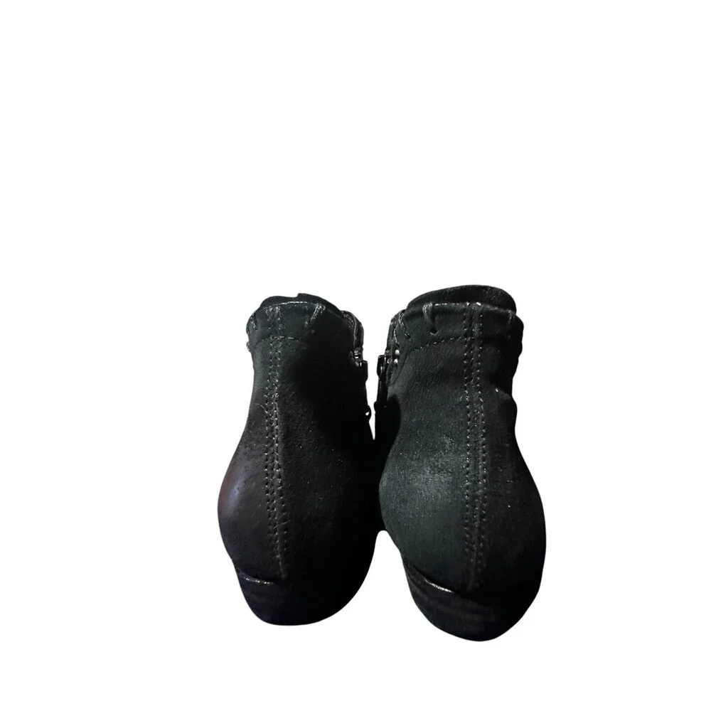 Miz Mooz Lacie Ankle Black Boots Womens 8 EU 38 Black Leather Side Zip Scrunched